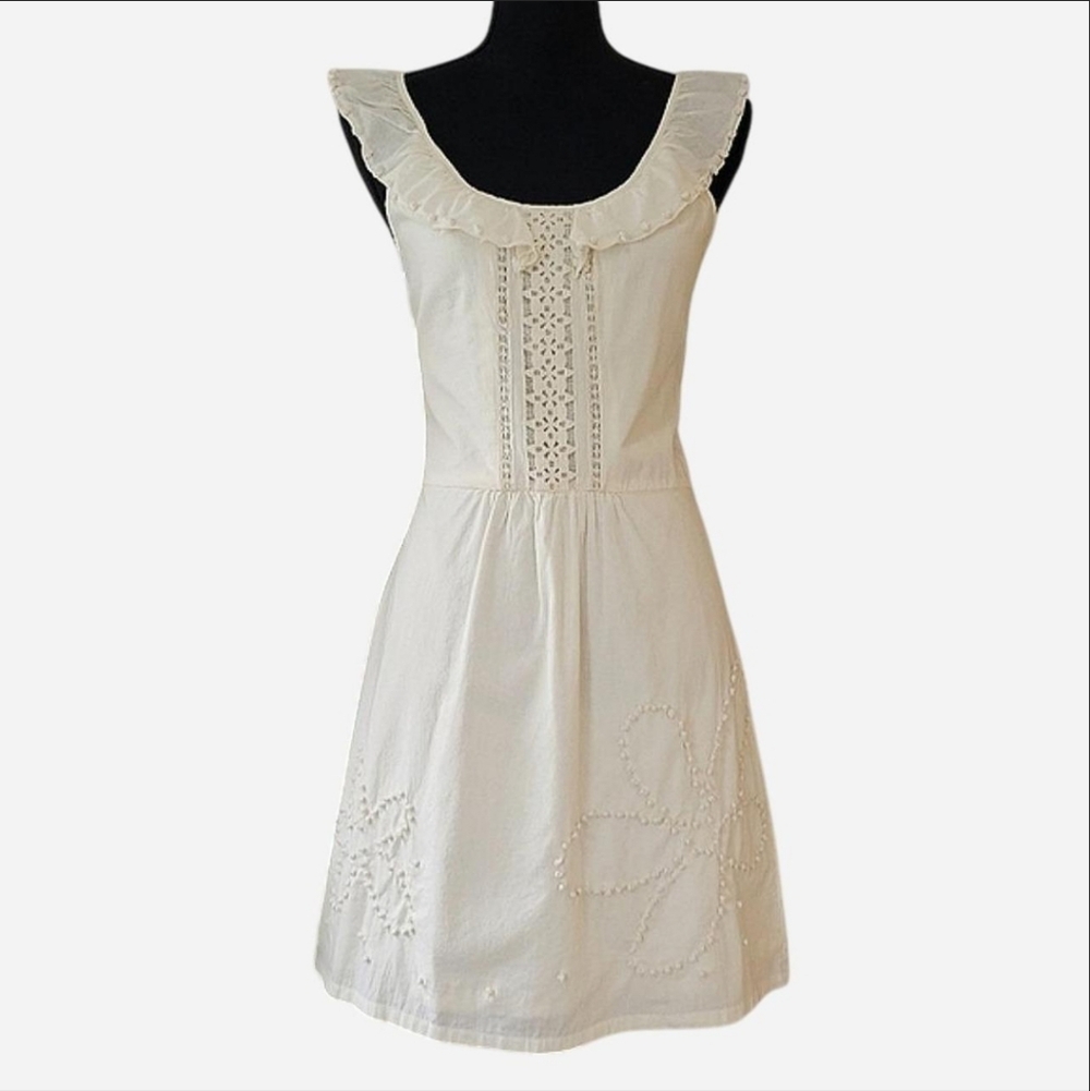 JUICY COUTURE  Women's Ivory Angel Knotted Embroidered Strap Dress. Sz 6.‎